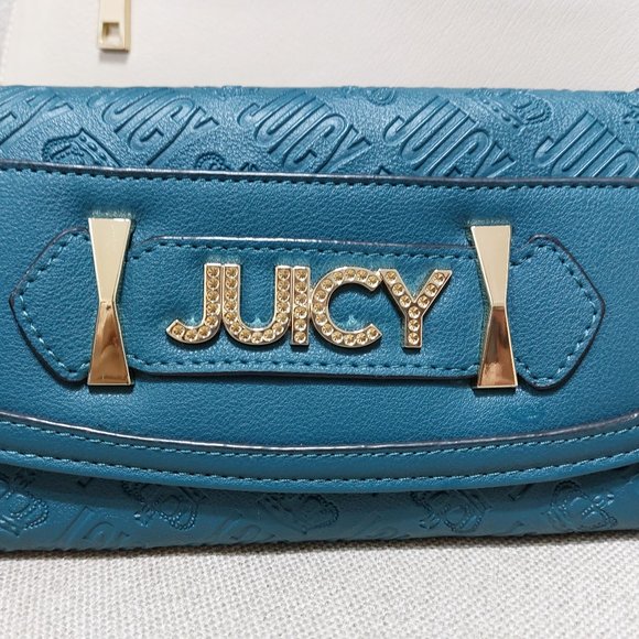 JUICY COUTURE HANDBAG WALLET With Long Crossbody Handbag Gold Chain - Picture 4 of 13